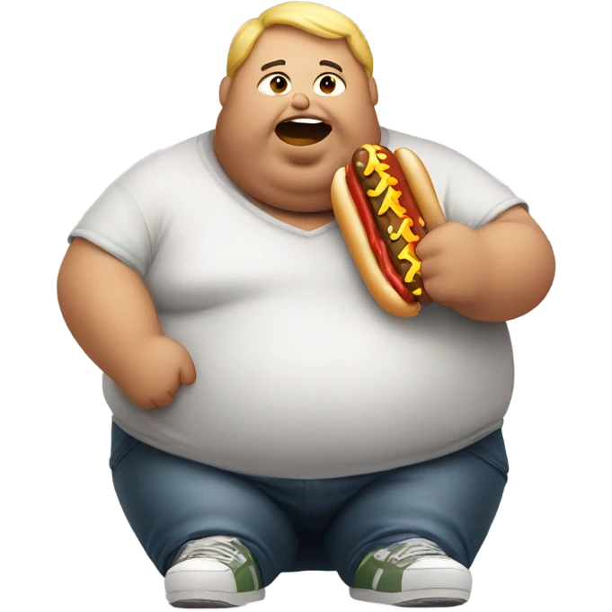 Fat person eating hotdog  emoji