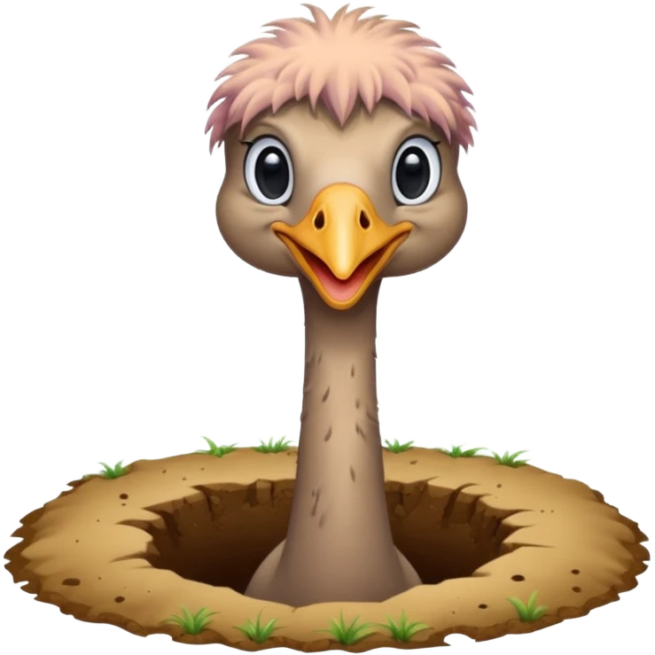Ostrich with head inside a hole in the ground emoji