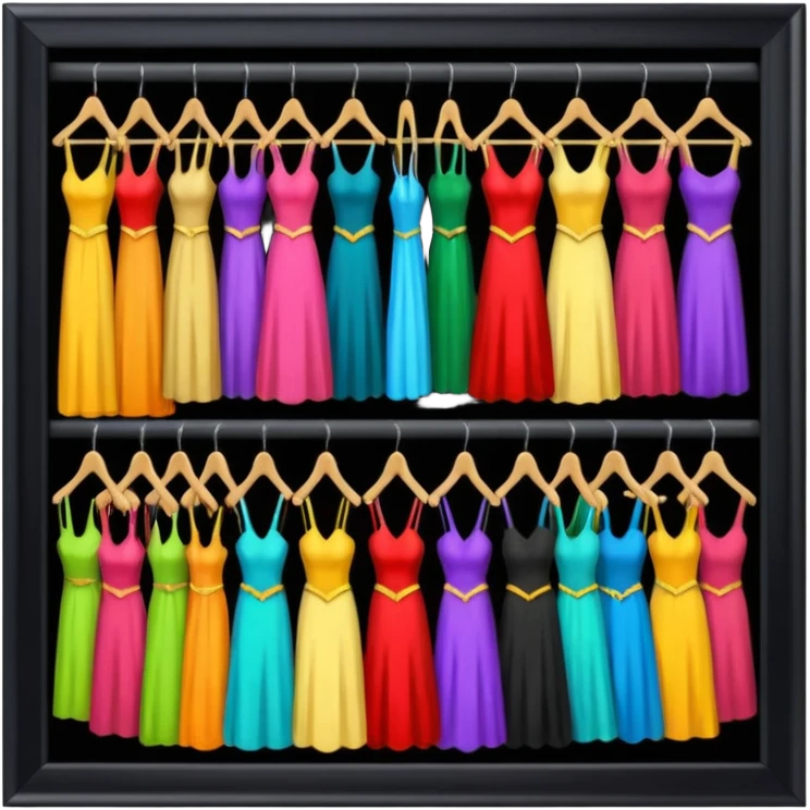 create a series of images for Theatre costumes Inventory showing a rack of costumes ready for performance emoji