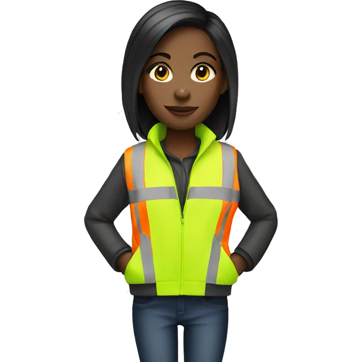 Black girl with straight hair and hi vis jacket  emoji