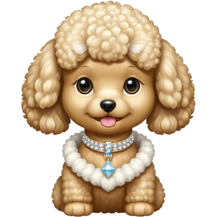 Cream toy poodle with diamond collar ￼ emoji