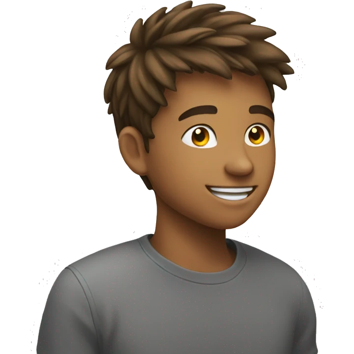 a teen boy smiling emoji from side profile emoji