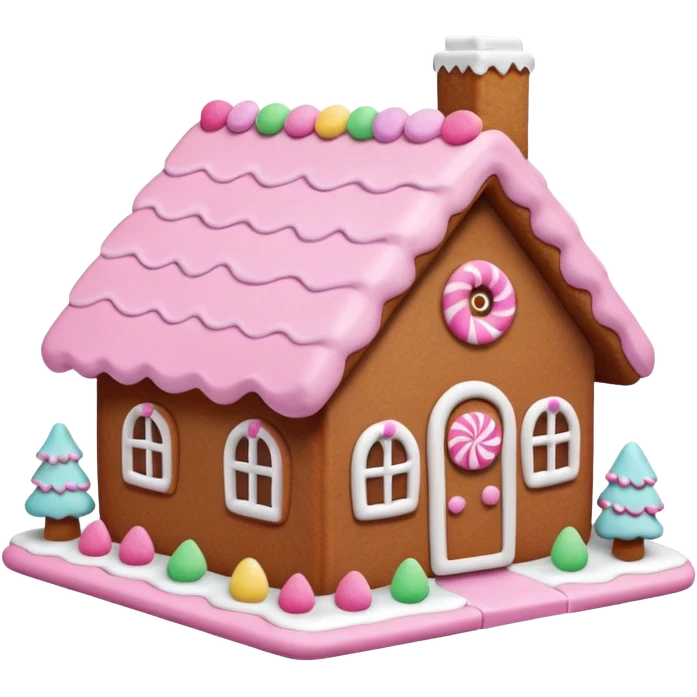 Minimalis Gingerbread house pink emoji