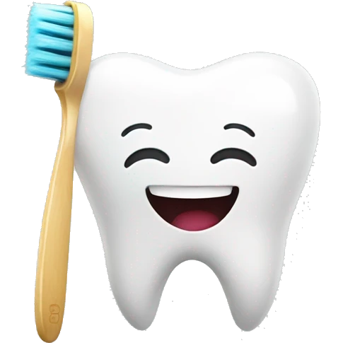Tooth smiling with brush emoji