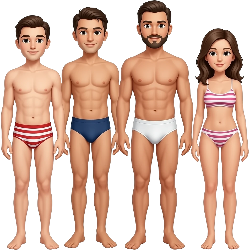Familia nudista sin ropa interior emoji