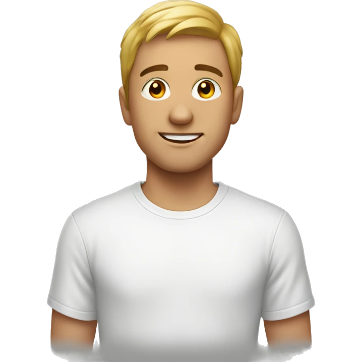 A young man in white t-shirt  emoji