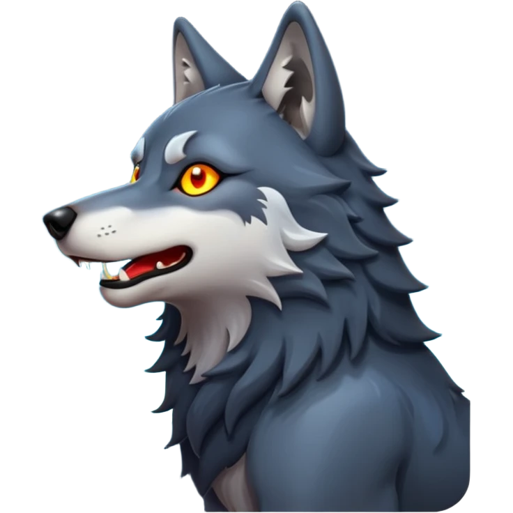 wolf making high sound on full moon emoji