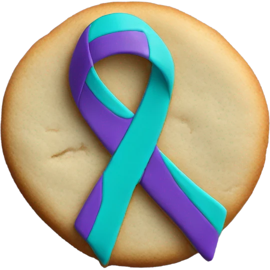 Purple teal Suicide awareness ribbon, heart cookie emoji