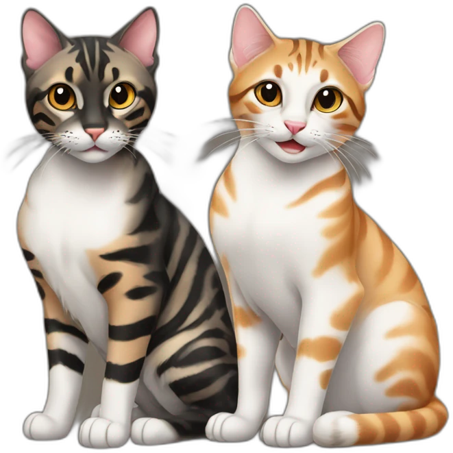 two-cats-bengal-and-small-cat-black-together emoji