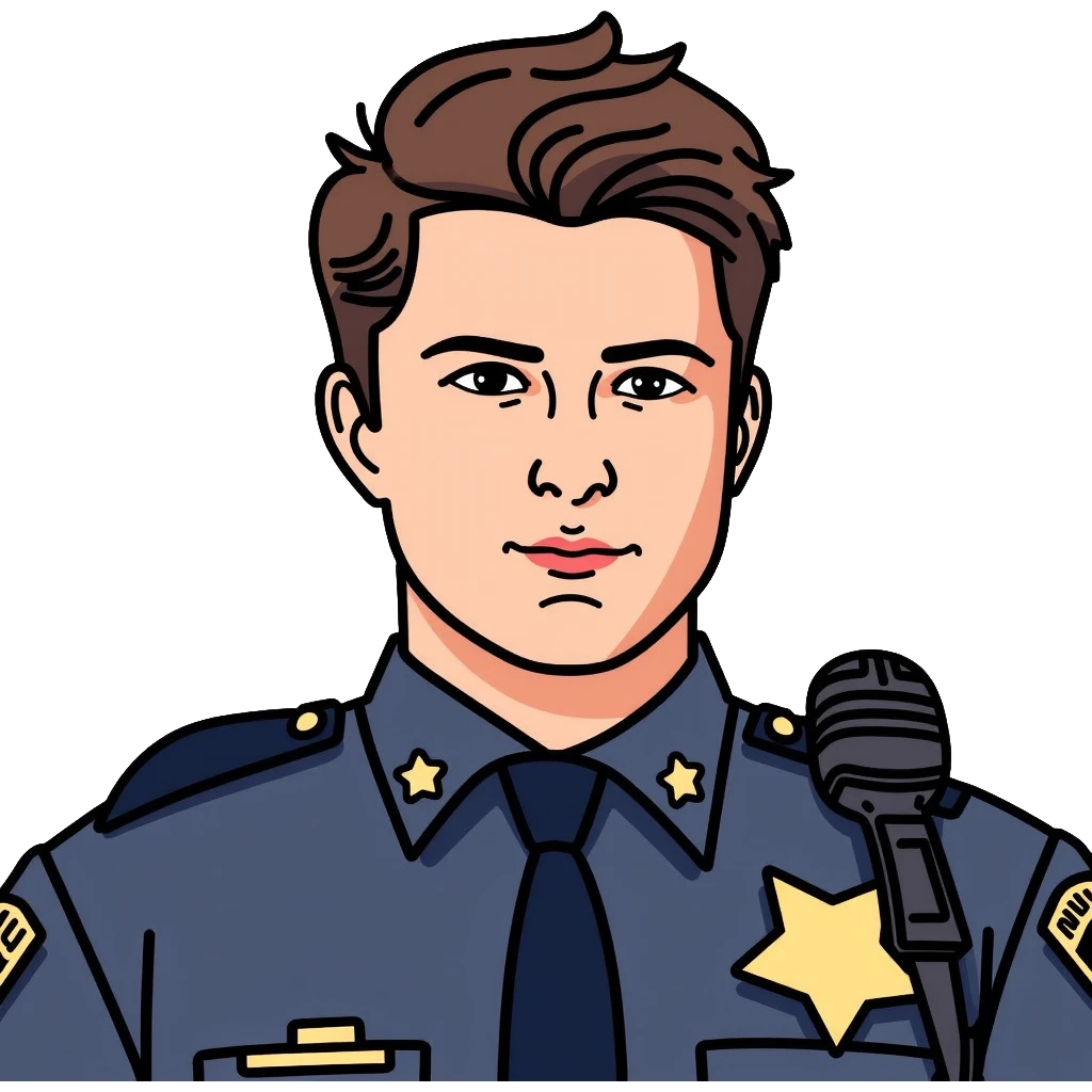 Realistic portrait of Nathan Fillion as John Nolan from The Rookie, detailed police officer with short hair and uniform emoji