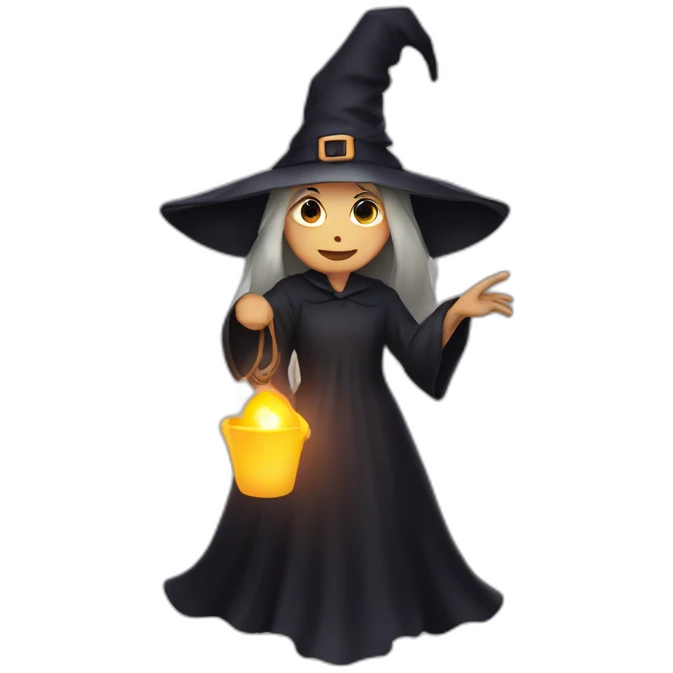 witch holding a light emoji