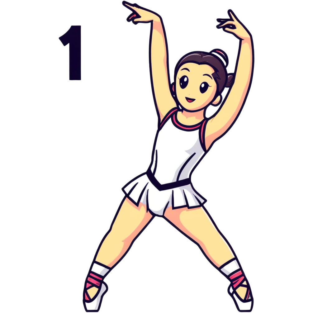 Performance dancer in dance costume holding number 1 emoji
