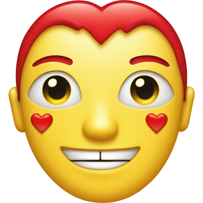 yellow face with red hearts instead of eyes, and a flat line for a mouth emoji