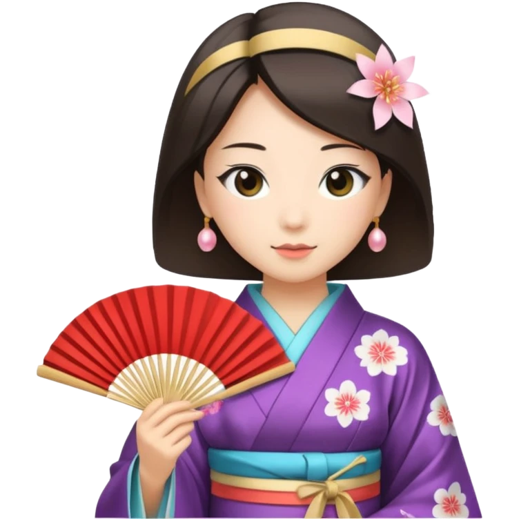 Japanese Kimono princess with fan emoji