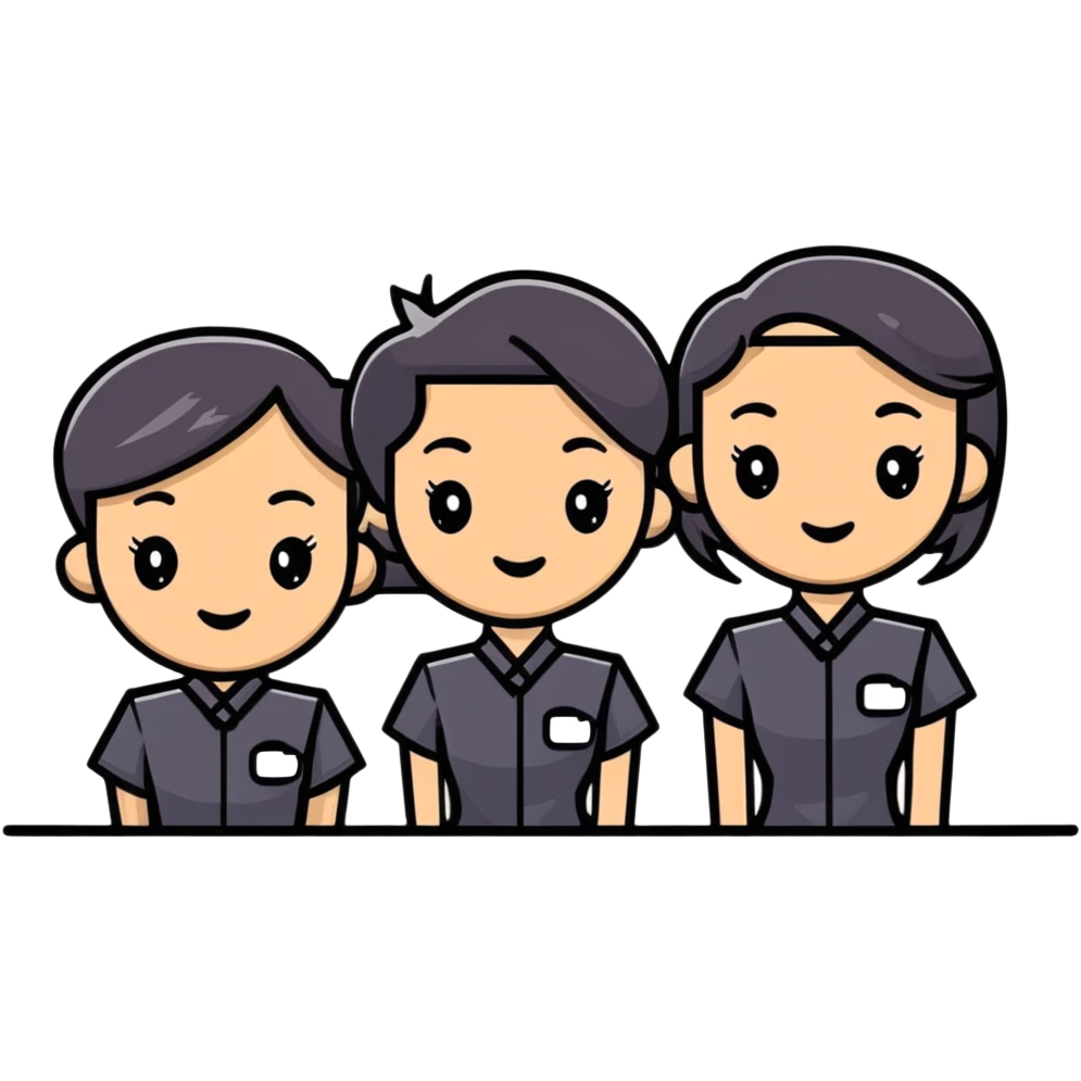 hair salon team in matching uniforms emoji