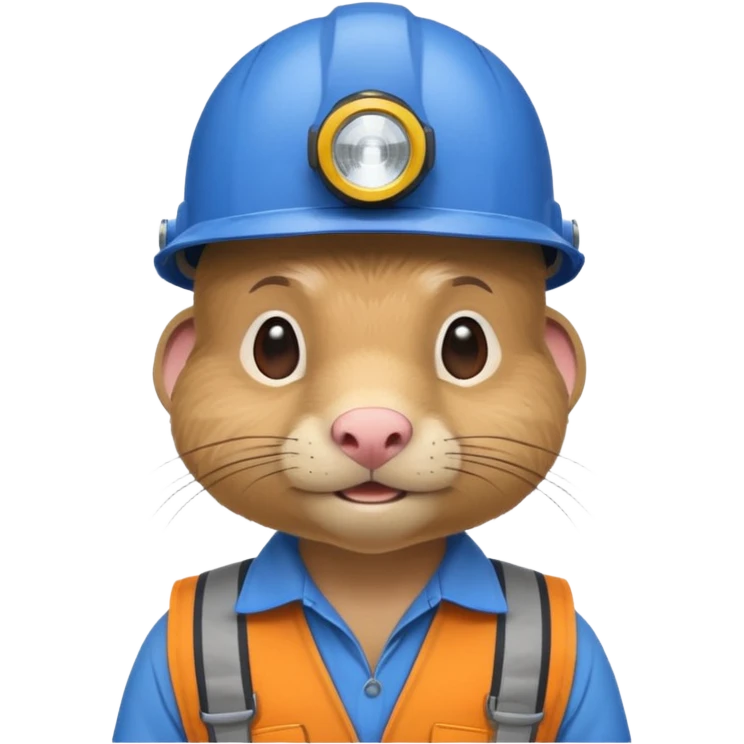 a mole rat, blue helmet, headlamp, worker cloth emoji