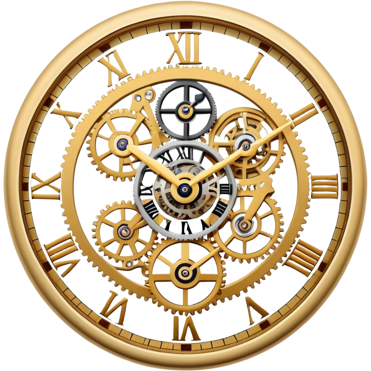 Cartier skeleton watch close-up dial, visible gears, HD, luxury, iOS Apple emoji style emoji