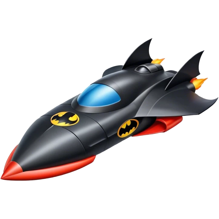 batmobile in rocket ship boom rocket at take-off  emoji