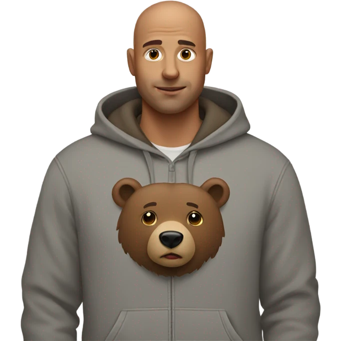 bald man in brown bear with some gray hoodie emoji