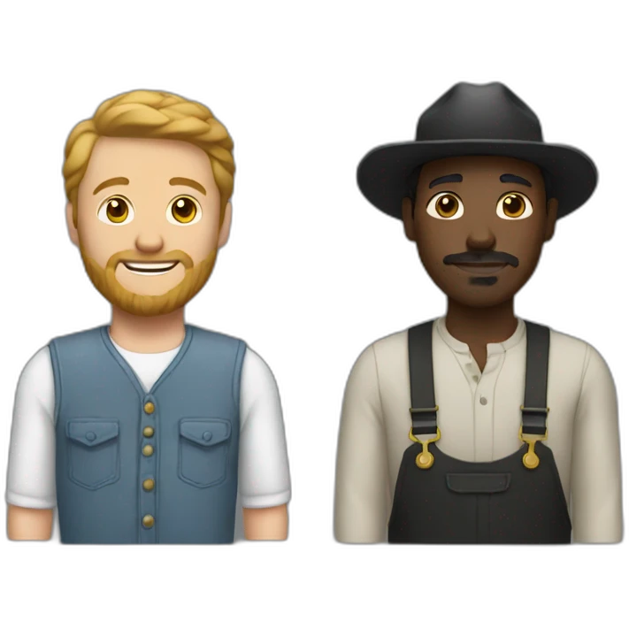 White man with a wip and a black farmer in front emoji