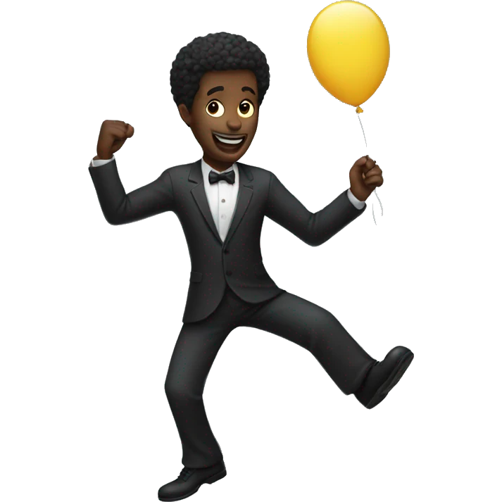 A black man holding a ballon dancing emoji