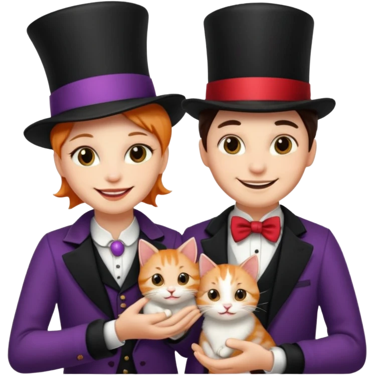 magician couple and their pet cat emoji