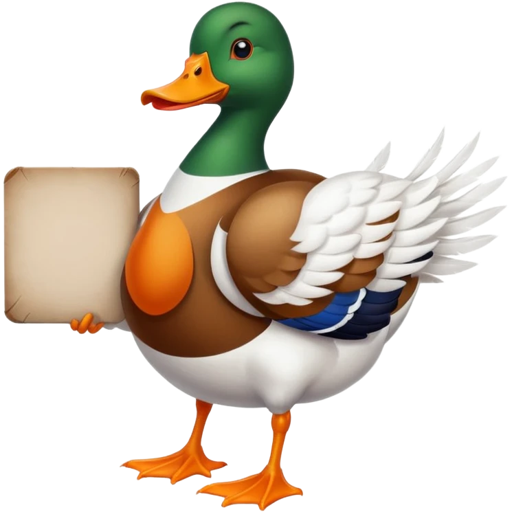 Duck holding large blank sign emoji