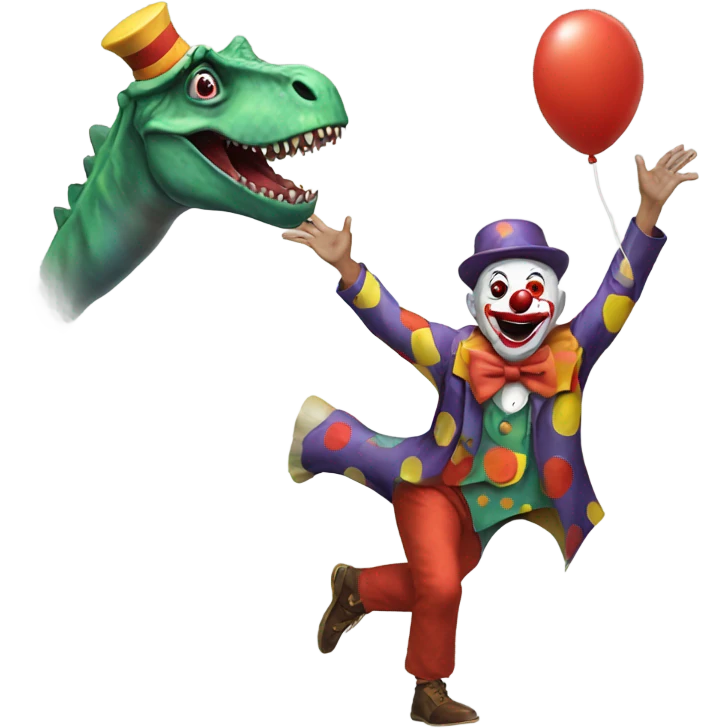 Clown throwing a dinosaur emoji