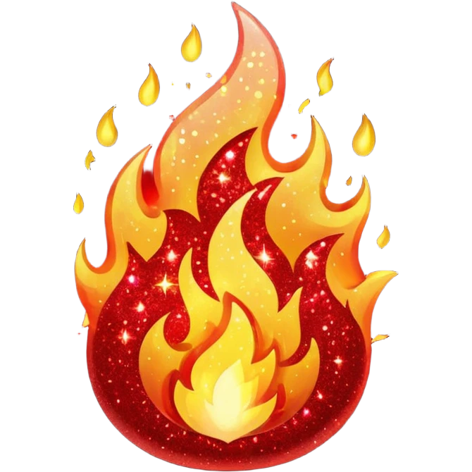 red glitter fire emoji