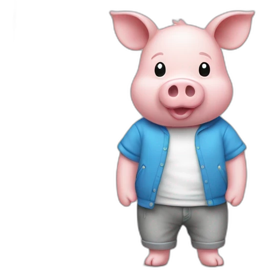 Un cochon doudou avec un t-shirt blanc et pas de pantalon emoji