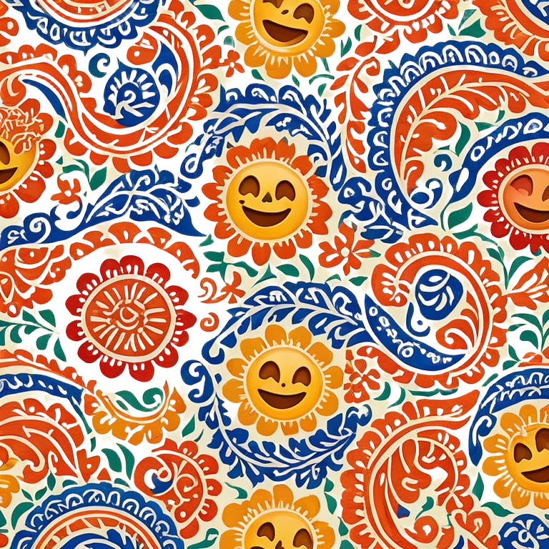 Cinematic Realistic Indonesian Batik Emoji, depicted as a richly patterned textile with intricate colorful designs, rendered with vivid textures and dynamic cultural lighting that captures its artistic heritage. emoji