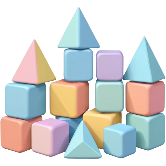 Pastel colored educational wood toy blocks emoji