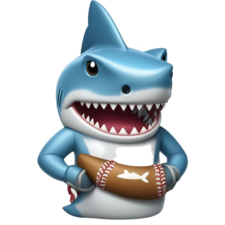 Shark with a pacifier and baseball gear emoji