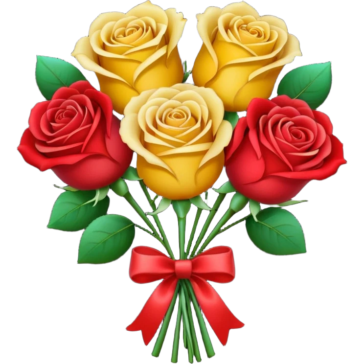 Gradient roses with from yellow to red with heart holding emoji