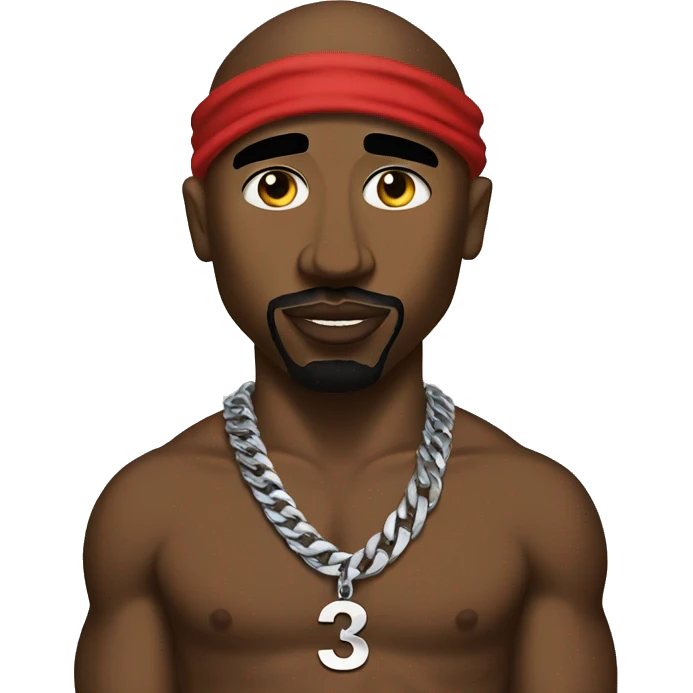 tupac wearing a number 3 chain emoji