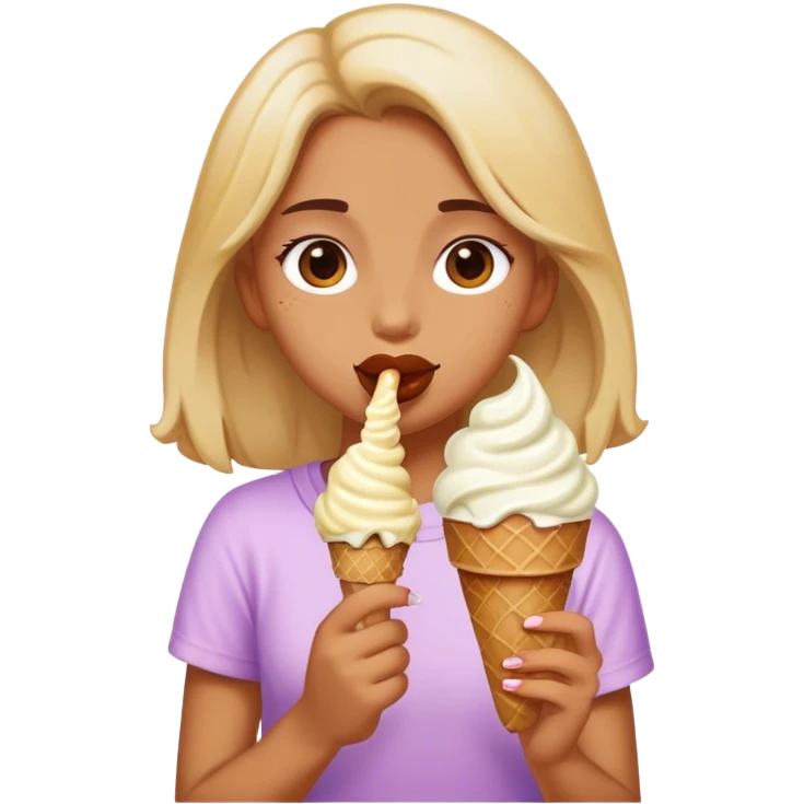 Niña comiendo ice cream emoji