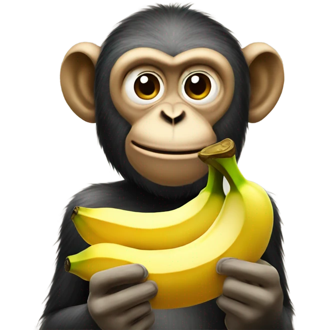 Monkey eating banana and holding bitcoin  emoji