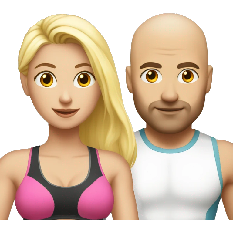 Blond girl going to the gym with a bald guy with white berth  emoji
