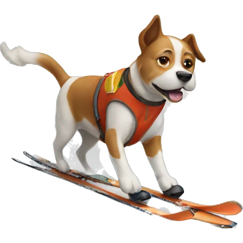 A dog skiing emoji