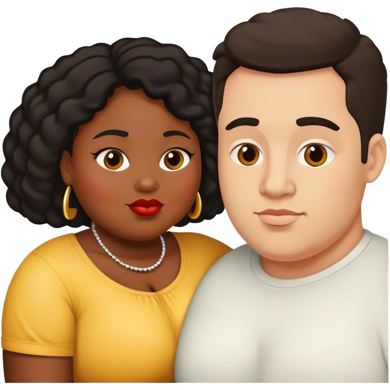 A slim lightman and fat black woman love emoji