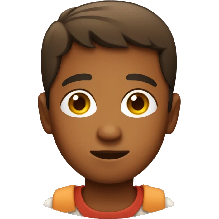 brown boy with straight face on a boat emoji