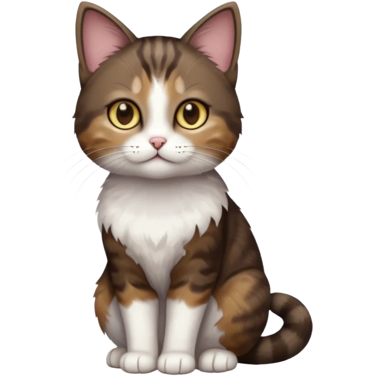 full body small short hair dark brown and white cat with hazel eyes emoji
