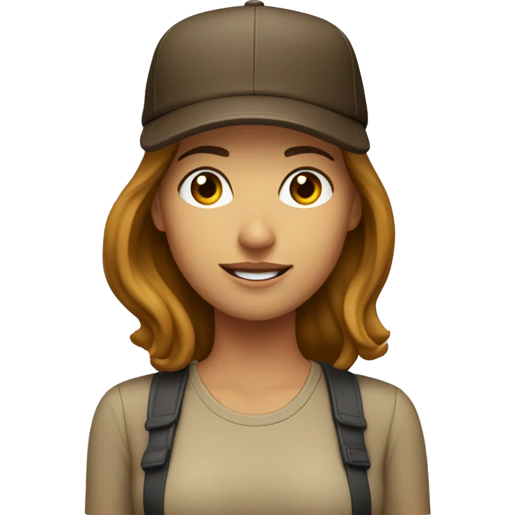 MUJER TEST BLANCA Y PELO CASTAÑO CON UNA GORRA emoji