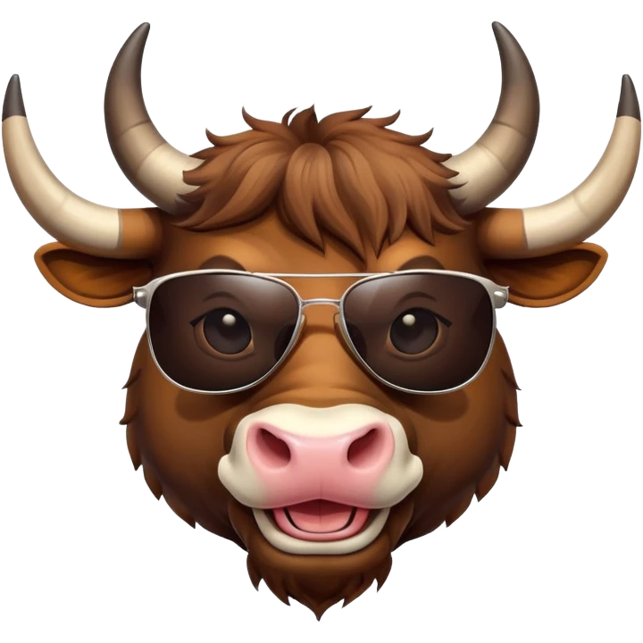 smiling bull head with dark sunglasses emoji