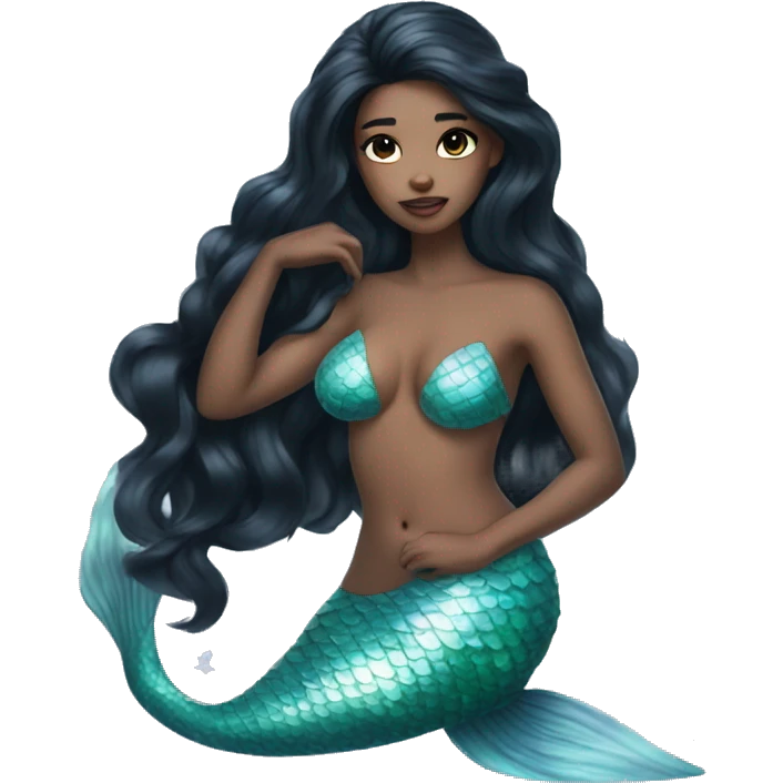 Ethereal mermaid with black hair  emoji
