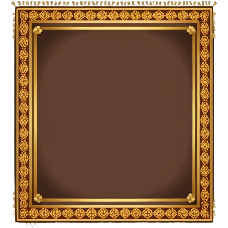 A long rectangular brown floor carpet with gold tassels at the ends  as seen from the side  emoji
