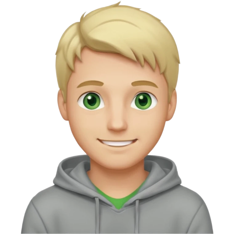 Handsome blond guy with green eyes and grey hoodie emoji