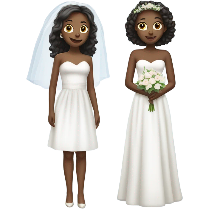 Two light girls getting married in white dresses emoji