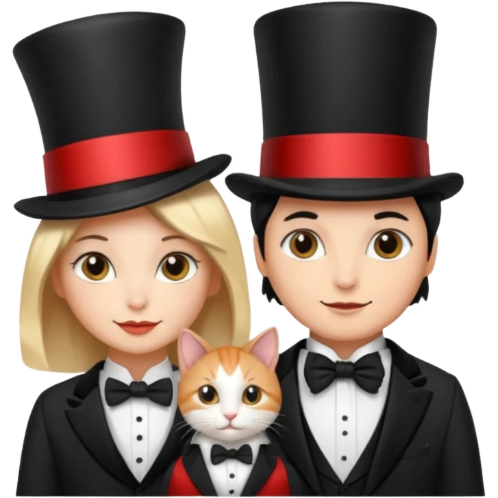 magician couple and their pet cat emoji