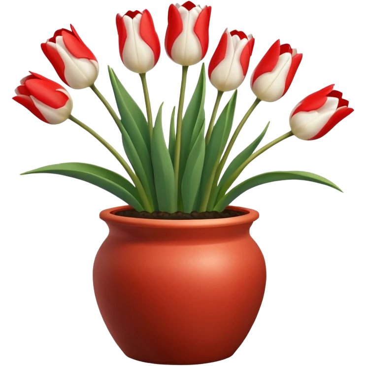 red and white tulips pot emoji